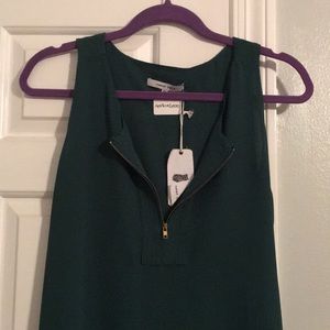 Naked Zebra green zipper tank top